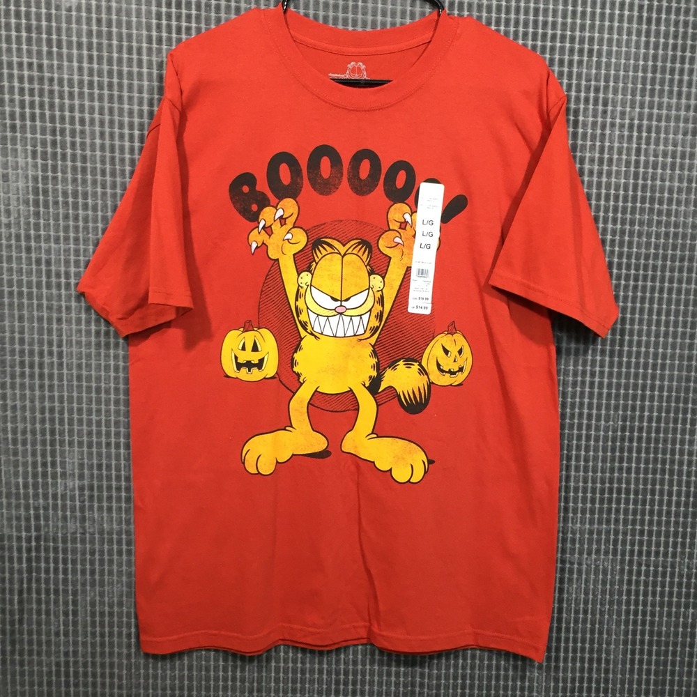 Garfield Halloween Boo Graphic T-Shirt Orange‎ Mens Large NWT Nickelodeon